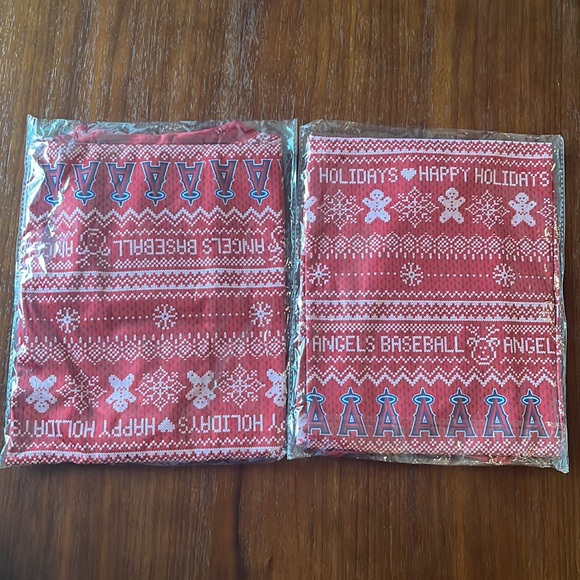 Angels Baseball Ugly Christmas Sweater T-Shirt NIB - Picture 3 of 4